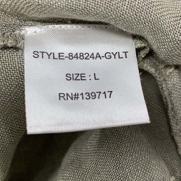 Crosstree Lane olive green linen Viscose open front lightweight top size L - Picture 6 of 8